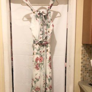 R & K Floral Halter Chiffon Sleeveless Dress